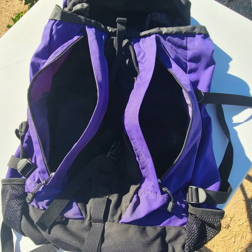 Vintage The North Face Purple Black Hiking Backpack Rucksack Gorpcore Daypack